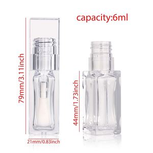 Low MOQ 5.5ml Wholesale Plastic Screw Cap Clear Lip Gloss Tube Empty Lipstick Container Transparent Liquid Blush Big <b>Brush</b> - Product Image 2
