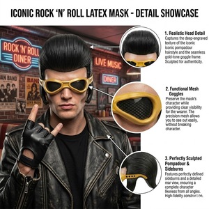 Máscara <span class=keywords><strong>de</strong></span> Látex <span class=keywords><strong>de</strong></span> Media Cara <span class=keywords><strong>de</strong></span> Elvis Presley para <span class=keywords><strong>Halloween</strong></span>, Carnaval, Día <span class=keywords><strong>de</strong></span> los Inocentes, Fiestas <span class=keywords><strong>de</strong></span> Disfraces - Product Image 2