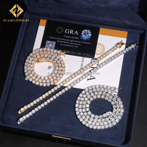 Ship From USA Fashion Iced Out <strong>Hip</strong> <strong>Hop</strong> Silver S925 5mm VVS1 <strong>Moissanite</strong> Diamond GRA Certificate Tennis Chain &amp; Bracelet Set - Product Image 2