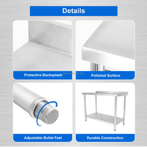 Banco de Trabajo Móvil Cuadrado de Acero Inoxidable Plateado con Certificación NSF, Origen China - Product Image 3