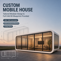 Maison mobile préfabriquée modulaire de luxe à ossature en acier, moderne, 20 pieds, 1 chambre, 1 salle de bain, isolée, étanche, à montage rapide