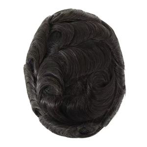 Système de remplacement capillaire pour hommes en <span class=keywords><strong>cheveux</strong></span> humains vierges, cuticules alignées, base mono respirante, toupet en <span class=keywords><strong>cheveux</strong></span> vierges - Product Image 1