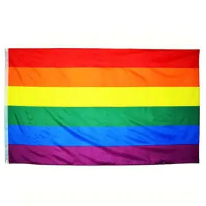 Promosyon toptan özel gökkuşağı renkli gurur büyük eşcinsel 3x5 Ft LGBT bayrakları afiş ve ekran aksesuarları uçmak