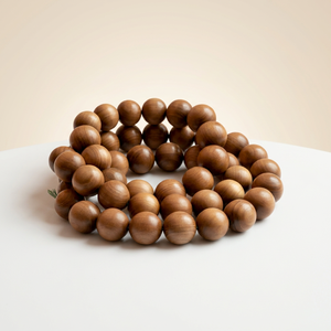 Riddhi Siddhi Mysore Sandalwood Round Wood Loose Beads Natural Dark Golden Brown for Mala Bracelet Jewelry Making <b>Box</b> - Product Image 1