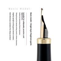 Plume de stylo-plume et distributeur en métal pour calligraphie, 26 mm de long, Or, Argent, Noir, avec pointe à granulés larges de 1,5 mm et finition à lame longue