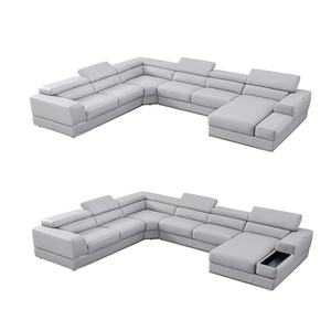 Mobilier de canapé sectionnel inclinable en forme de L en cuir de grande puissance de haute qualité d'<span class=keywords><strong>Evergo</strong></span> Hotel avec chaise pliante d'appui-tête - Product Image 1