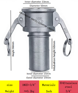 KWONGYIP 304 Stainless Steel <b>Quick</b> Connect Fitting DN20 3/4 Inch Female Thread Plumbing Water Pipe <b>Connector</b> - Product Image 6