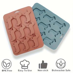 Teckels antiadhésifs Silicone chien forme moule bac à glaçons bonbons <span class=keywords><strong>chocolat</strong></span> Pet traiter Silicone tapis de cuisson plateau - Product Image 2