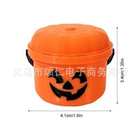 Ember Labu Halloween Plastik dengan Cetakan Sablon, Wadah Permen Bergaya Klasik, Hadiah untuk Perlengkapan Halloween