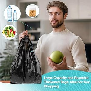 Huamaohengchun35PACK Sacs poubelle de 4 gallons avec poignée, sacs poubelle en plastique noir grande capacité pour le rangement à domicile - Product Image 5