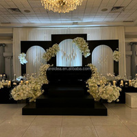 Support de toile de fond en acrylique pour décoration de fête d'événement, 3 pièces, arche de mariage, toile de fond de scène de mariage en PVC noir