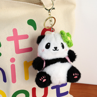 Porte-clés en peluche motif panda dessin animé, motif floral, léger, petit animal, modèle chinois BL0013 pour sac à dos