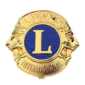 Cabeza de León Personalizada para Insignia Metálica Bañada en Oro con Esmalte Suave/Duro, Colores Personalizados para Clubes de Servicio y Organizaciones Sin Fines de Ganancia - Product Image 1