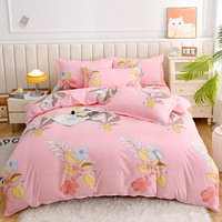 Ensemble de draps de lit en polyester floral 4 pièces, design romantique pour la chambre à coucher, literie imprimée de qualité