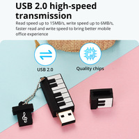 Nouvelle Clé USB en PVC en Gros, Motif Dessin Animé, 16 Go/64 Go/128 Go, Personnage Mignon en Forme de Piano avec Interface USB 2.0