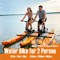 Vélo aquatique jaune-orange pour 2 personnes, en PVC Drop Stitch, vitesse 6-8 km/h, pédalier pour adultes, couple, lac, plage, loisirs