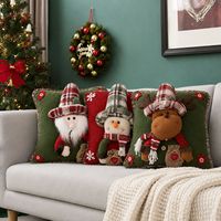 Nouvelle Housse de Coussin de Noël en Forme de Père Noël, Bonhomme de Neige, Élan, Décoration Tridimensionnelle, pour Canapé et Autres Coussins Fonctionnels
