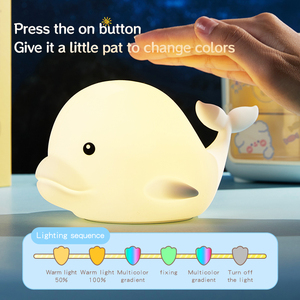 Dễ Thương Cá Heo Silicone Patting Ánh Sáng Ban Đêm Có Thể Sạc Lại Điều Khiển Cảm Ứng Trẻ Em Phòng Ngủ Bàn Cạnh Giường Ngủ Đèn Bàn Cho Phòng Ngủ Phòng Khách - Product Image 3