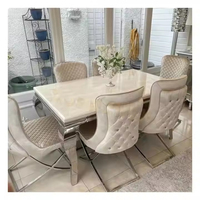 Ensemble de salle à manger moderne en acier inoxydable de luxe avec 6 chaises