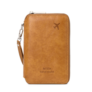 Cartera de pasaporte RFID para viajes para hombres y mujeres, porta pasaporte RFID antirrobo con ranuras para varias tarjetas, marrón - Product Image 1