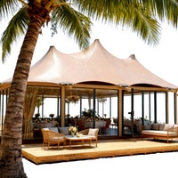 Tente modulaire de luxe en acier à 3 sommets de 38 m pour les centres de villégiature écologiques, les villas de glamping, les maisons conteneurs et l'extension de restaurants, maisons mobiles