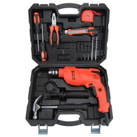 Kit d'outils électriques et mécaniques : tournevis, clé à molette, perceuse sans fil au lithium 21V avec coffret