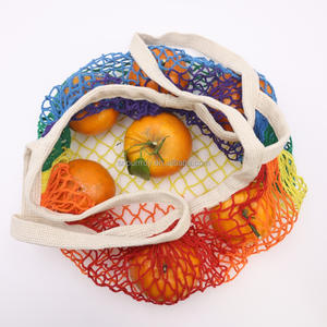 Borse Tote Riutilizzabili in Cotone a Rete con Manici Lunghi, Personalizzabili con Logo, Colorate con Gradiente Arcobaleno, per la Spesa e la Spiaggia - Product Image 6