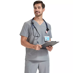 半袖トップスジョガーパンツ医療病院看護男性スクラブセットスパンデックス看護師白いユニフォーム - Product Image 6