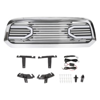 Grille avant chromée Big Horn + coque chromée avec lumière LED pour 13-18 Dodge Ram 1500