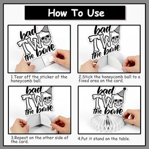 8 pièces Décorations d'anniversaire <span class=keywords><strong>Bad</strong></span> Two the Bone Centre de table nid d'abeille <span class=keywords><strong>Bad</strong></span> Two the Bone Décoration Rock and Roll pour le 2ème anniversaire - Product Image 6