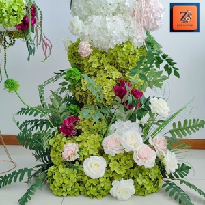 Arco Floreale in Seta di Ortensie Bordeaux <span class=keywords><strong>alla</strong></span> <span class=keywords><strong>Moda</strong></span> per Matrimoni e Feste, Decorazione Metallica di Alta Qualità per Natale - Product Image 4