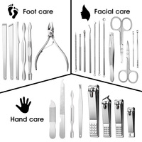 Ensemble complet professionnel de manucure et pédicure 26 en 1, kit d'outils de soin des ongles, ciseaux en acier inoxydable, coupe-ongles pour cadeau