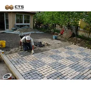 3D parke taşı siyah taş arnavut kaldırımı Driveway için