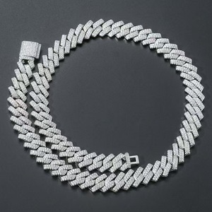 Chaîne cubaine en argent sterling 925 de haute qualité pour homme, entièrement sertie de moissanite VVS D, style tennis hip-hop, boîte cadeau géométrique - Product Image 1