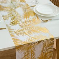 Nouvel accessoire de cuisine Skymoving : Chemin de table personnalisé en or, luxueux chemin de table en feuilles de palmier dorées métalliques en rouleau