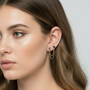 <span class=keywords><strong>Piercing</strong></span> HGC en acier inoxydable 316L, motif Lune Noire et Zircon Cubique Noir, pour cartilage et hélix - Product Image 5