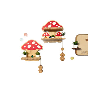 Wooden Mushroom Wall <b>Shelf</b> Light Brown Storage <b>Rack</b> For Children Room - Product Image 5