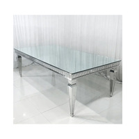 Table de mariage avec plateau en verre, décoration de table de mariage, table des mariés