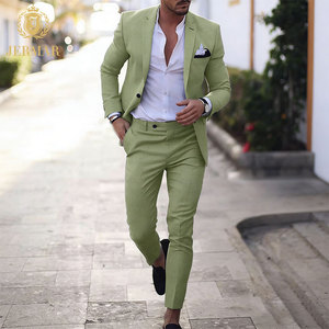 <span class=keywords><strong>Traje</strong></span> <span class=keywords><strong>de</strong></span> hombre personalizado verde lima vibrante, corte ajustado, <span class=keywords><strong>de</strong></span> poliéster, con solapa <span class=keywords><strong>de</strong></span> muesca y botonadura sencilla, ideal para bodas en jardín <span class=keywords><strong>de</strong></span> primavera. - Product Image 1