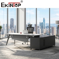 Bureau de direction moderne de luxe en forme de L pour patron ou manager, table d'ordinateur en bois avec design modulaire pour le mobilier de bureau à domicile