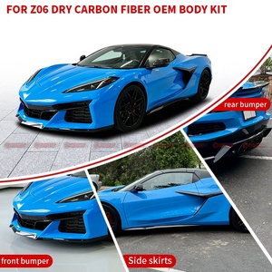 Kit carrosserie complet en fibre de carbone sèche style OEM pour Chevrolet Corvette Z06 C8, avec lèvre de pare-chocs, jupes latérales et diffuseur en carbone pré-imprégné véritable - Product Image 4