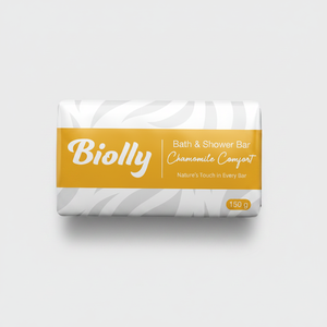 Jabón de baño Biolly de 150 gramos con camomila para confort - Grado terapéutico, hidratante, con textura suave y efecto barrera - Product Image 2