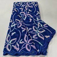 Nouveau style de tissu en dentelle brodée à sequins floqués avec base en filet à motifs de feuilles pour robe de soirée, dentelle africaine