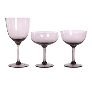 Solid color pink and gray wine glass collection factory price customized logo acceptable bulk supply from China