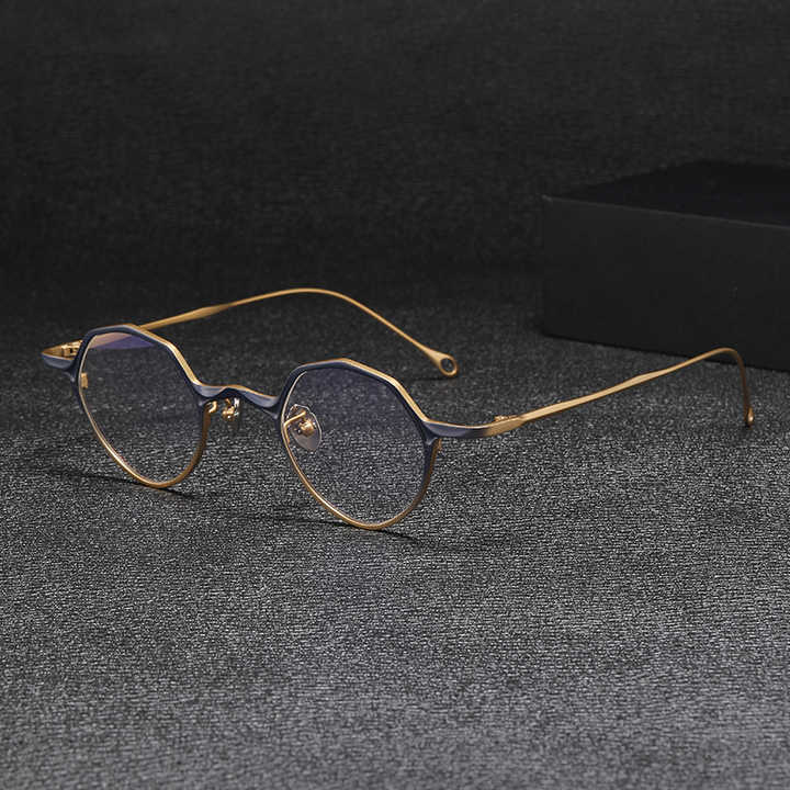 2024 Fashion Blue Black Pure Titanium Eyeglasses Frames Optical Myopia