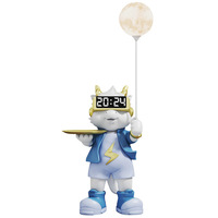 Lámpara de Luna Multifuncional con Reloj Digital y Bandeja, Diseño Dragón Pintado a Mano, Estilo Streetwear, Precio de Fábrica Económico para Año Nuevo