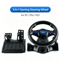 Volant de jeu de course filaire avec coque en plastique pour PS2/PC