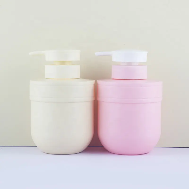 Nuova forma 300 ml 350 ml di crema per il corpo rosa bottiglia vuota confezione unica spalla rotonda bottiglia di shampoo
