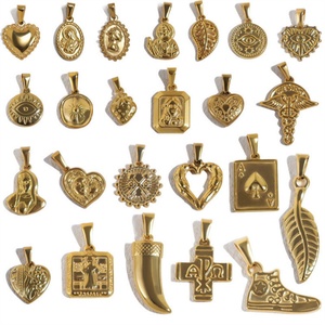เครื่องประดับแฟชั่น Dinty Charms สุดฮิตสำหรับผู้หญิง ทำสร้อยคอแบบกำหนดเอง ชุบทองบนสแตนเลสสตีล รูปทรงเรขาคณิต ลายใบไม้และรองเท้า - Product Image 1