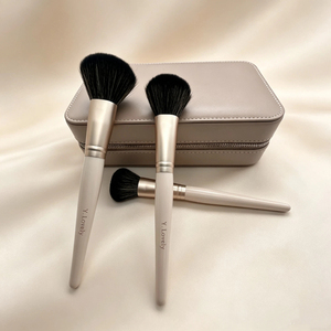 13pcs Synthetic Hair <b>Makeup</b> Brush Set with Beige Zipper <b>Case</b> Large Capacity Reusable Portable Cosmetic Brush Storage Bag - Product Image 3